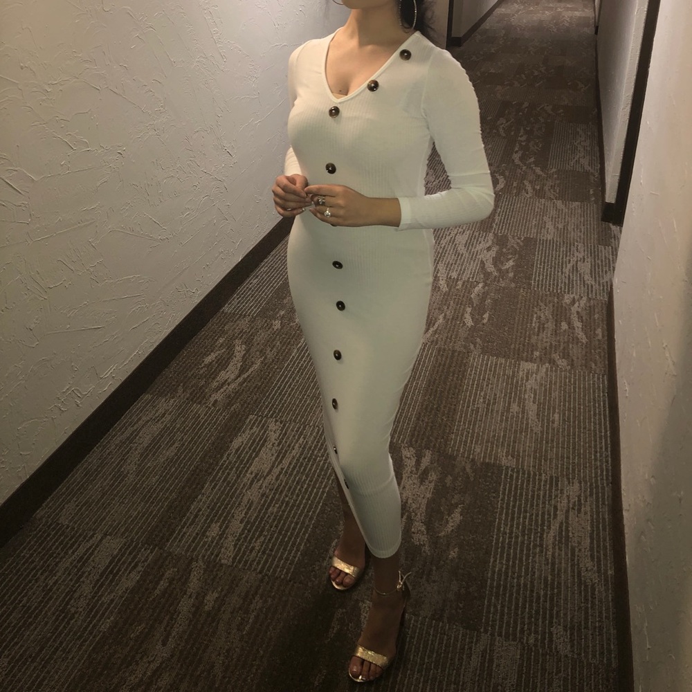 White buttoned down maxi dress
